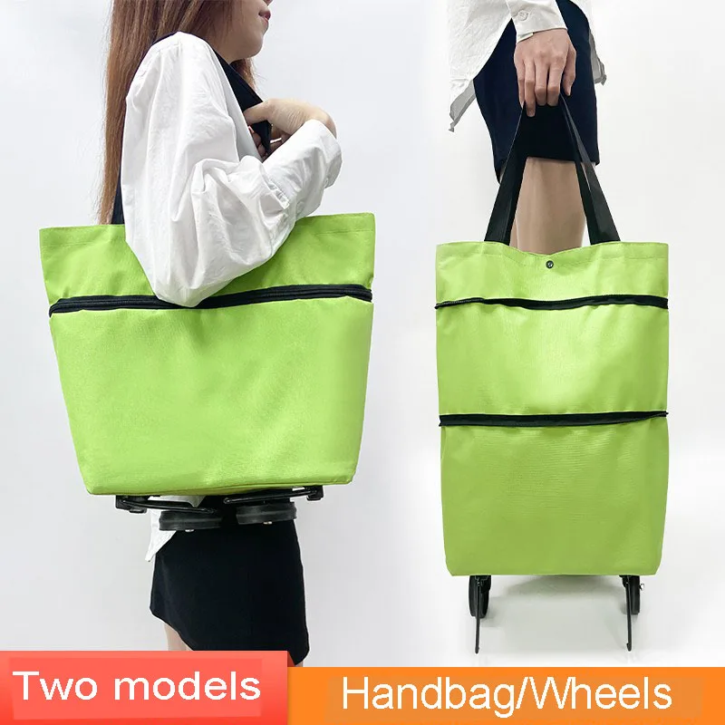 LX012 Wholesale Home Supermarket Foldable Shopping Trolley Carts Tote Bag With Wheels Reusable Portable Market Shopping Bags