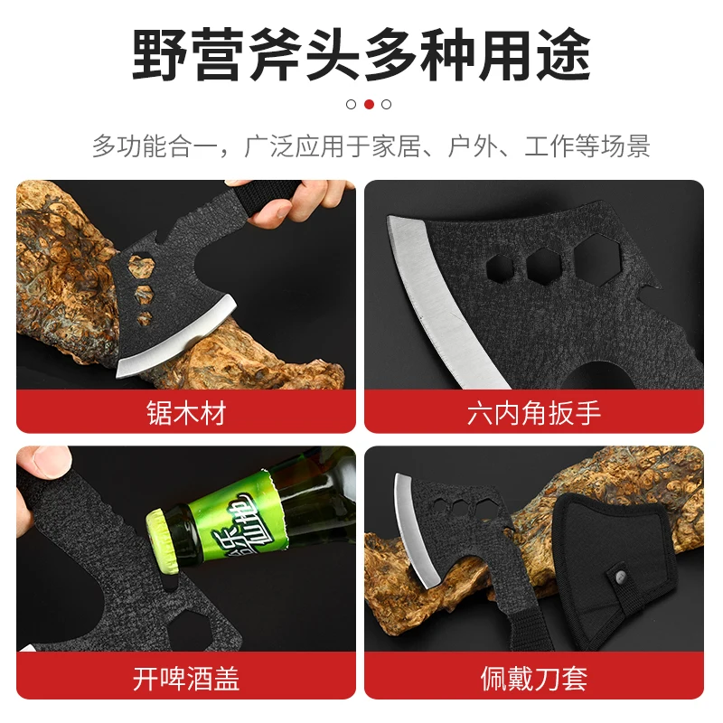 High quality steel tactical camping axe survival hand hatchet with fire starter rope on handle