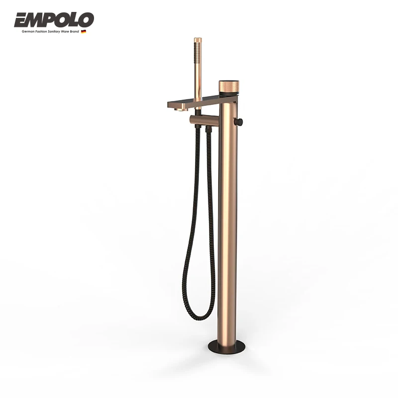 Empolo luxury bathroom floor-standing shower / bath mixer bath & shower faucets brush rose gold standing shower