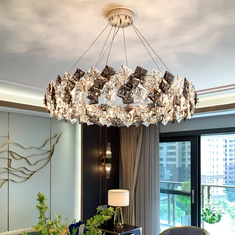 Luxury hotel home decorative lighting k9 crystal ceiling pendant lights modern gold chandeliers for living room