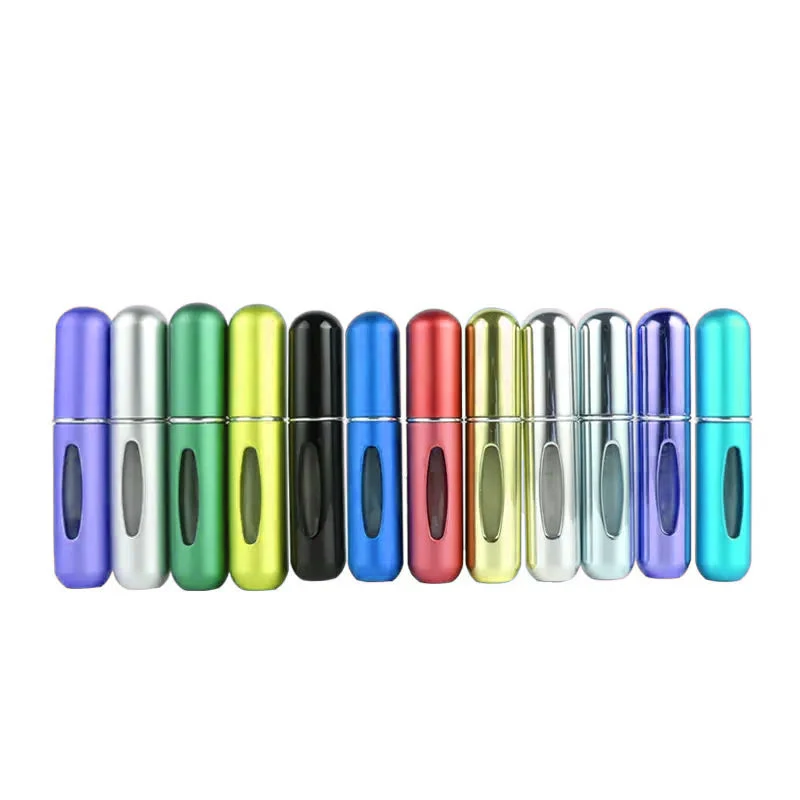 Bottom Filling 5ml perfume bottle 8ml Mini Refillable Spray Bottle reusable Travel Sized Aluminum Perfume Atomizer