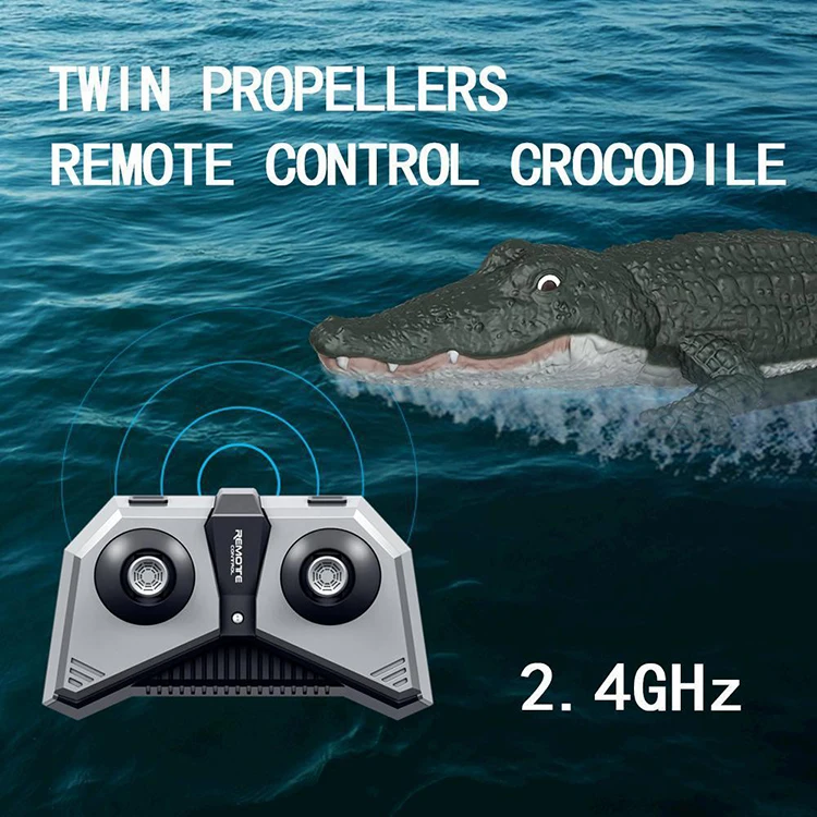 2.4G Waterproof Electric RC Tricky Alligator Boat Simulation Remote Control Crocodile Toys
