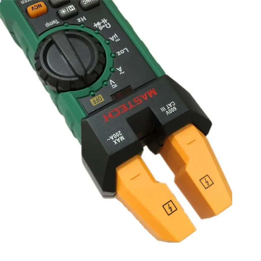 Mastech MS2601 Digital AC/DC Fork Meter 200A 12mm Voltage Current Resistance Diodes Continuity Frequency Duty Cycle Temperature
