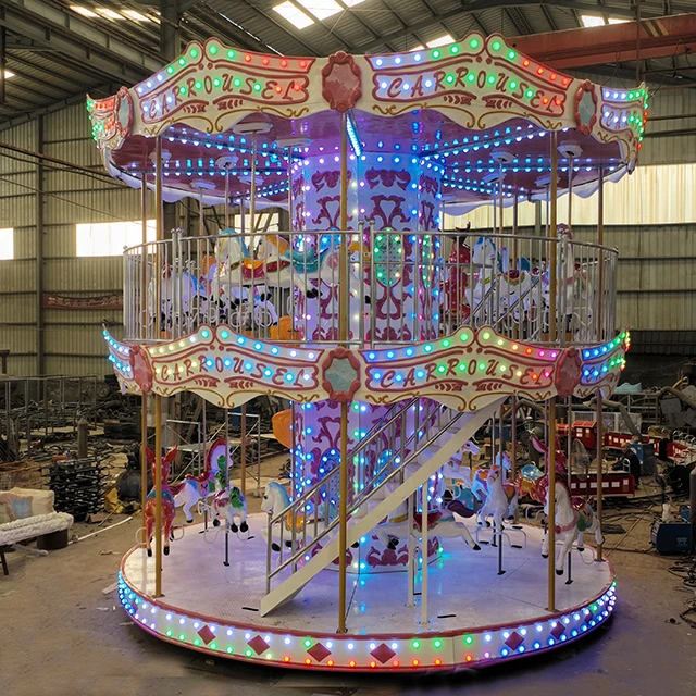 New-designed Luxury Double Deck Amusement Park Carnival Equipment Kids and Adults Fun Fair Ride Merry Go Round Carousel for Sale