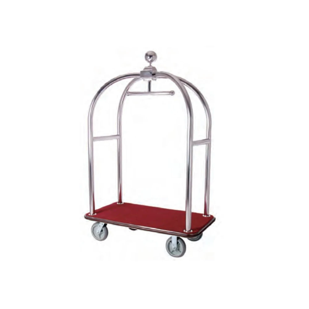 Hotel Lobby Service A-shaped Luggage Trolley Stainless Steel Pipe Baggage Cart OEM Custom Manufacturer Wholesale