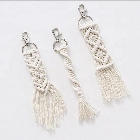 Handmade Natural Design Macrame Key chain with Fringes