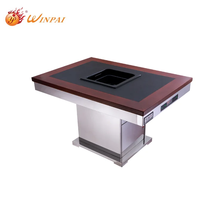 Commercial Shabu Shabu Hot Pot Electric Table Hot Pot Dining Table Built in Hot Pot Table