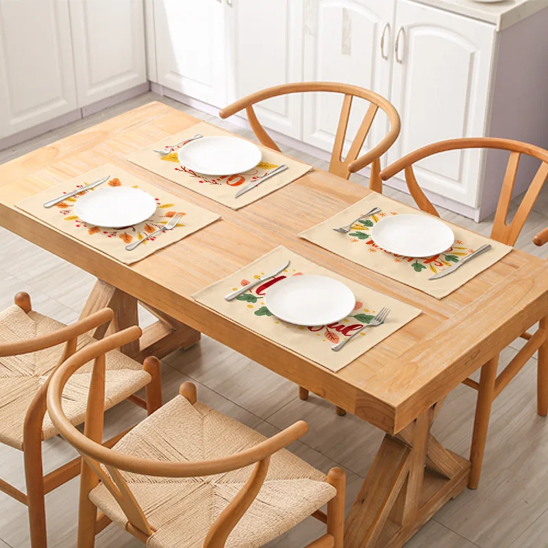 Fashion Wholesale Plant Print Kitchen Insulated Place Mat Christmas Dinner Table Mat