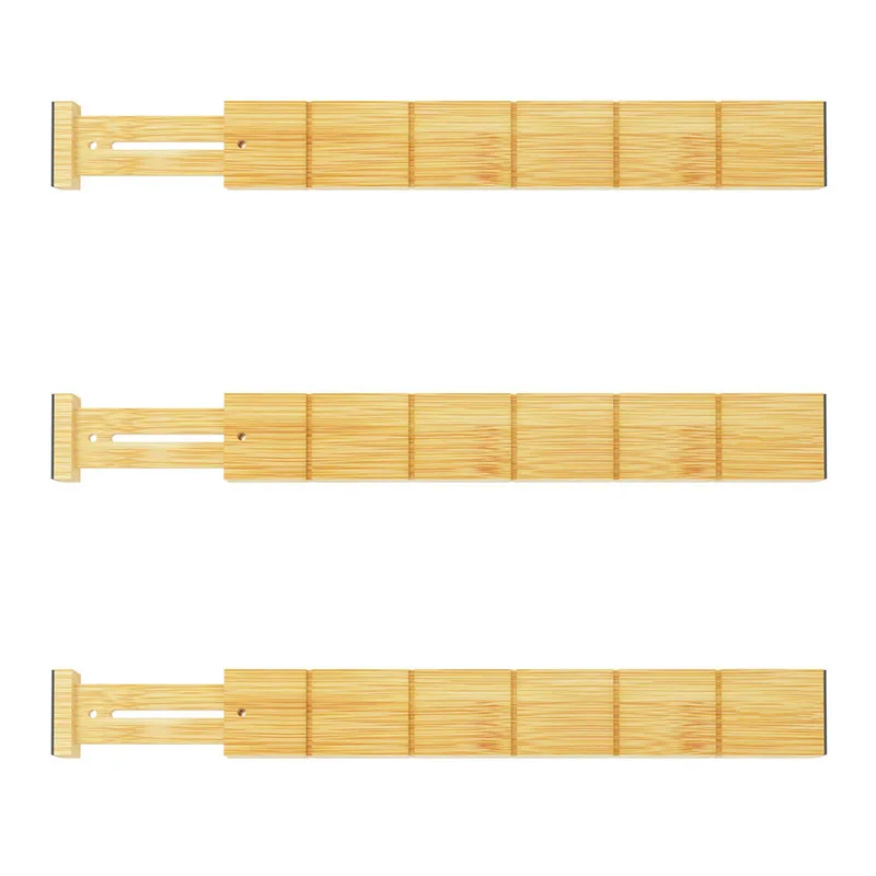 Bamboo Adjustable Drawer Dividers With Inserts And Labels