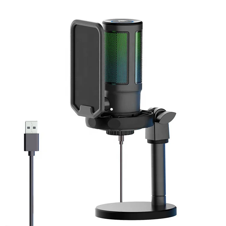 Игровой микрофон U850 Rgb профессиональный настольный конденсаторный с треногой для прямой