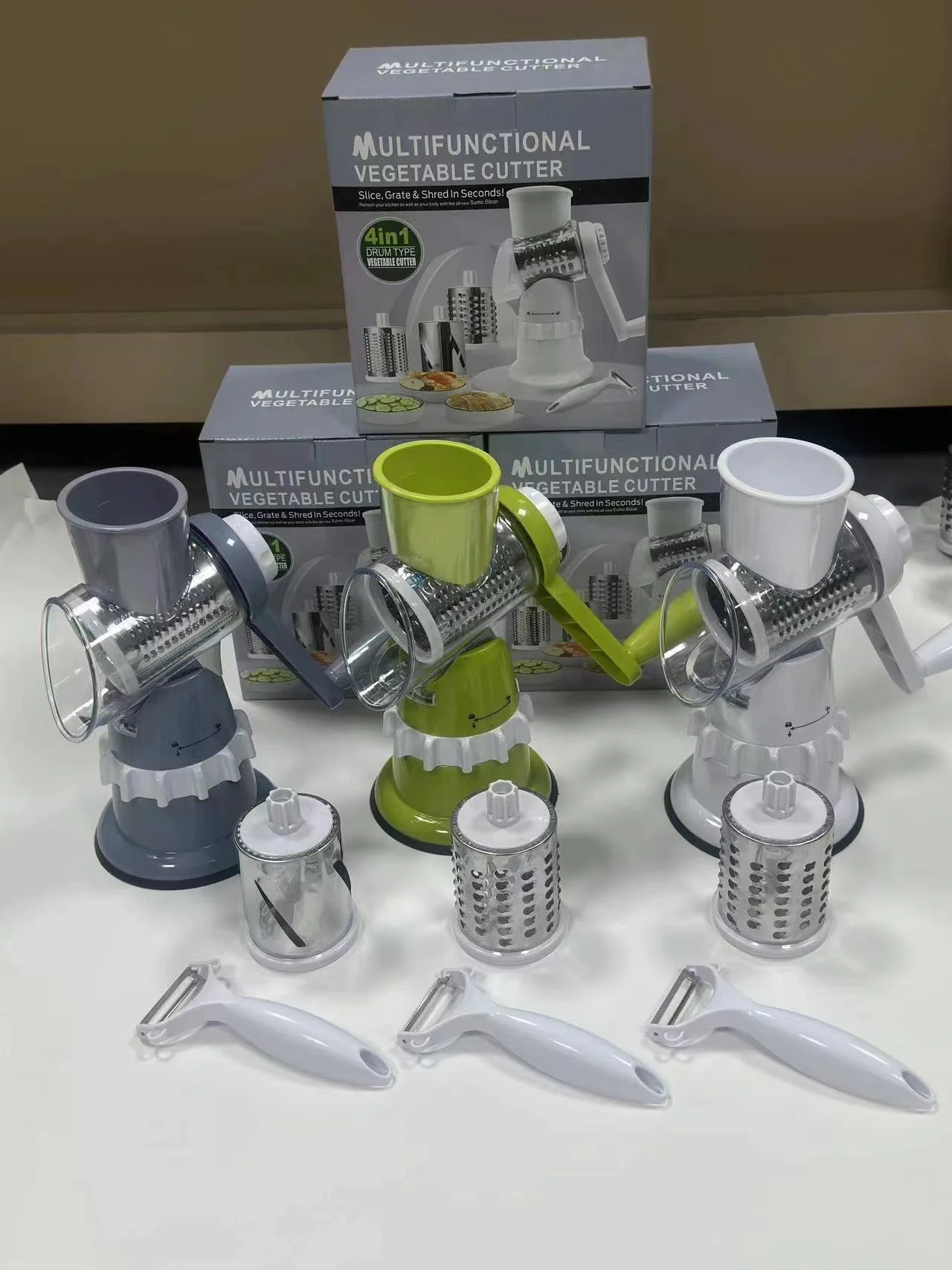 stainless steel hand rotary food roller vegetable cutter cheese shredder cheese grater machine with container handle