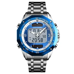 SKMEI 1493 oem stainless steel watch mens digital quartz watches metal wr 30m watch
