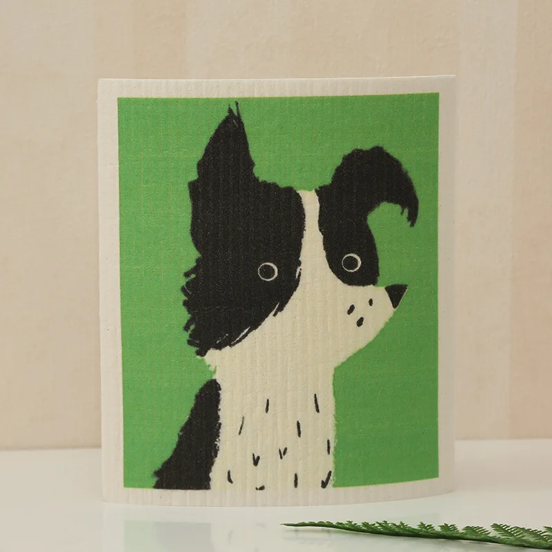 Custom Eco Wood Pulp Cotton Cleaning Cloths printed Swedish towel cellulose dish cloth kitchen sponge cleaning towel