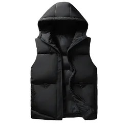 M-6XL Plus Size Men Vest Waistcoats Down Jacket Winter Warmer Coat For Outdoor Hoodies Sleeveless Vest Jacket