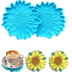 W024 resin  2 piece combination sunflower coaster silicone mold for Epoxy craft