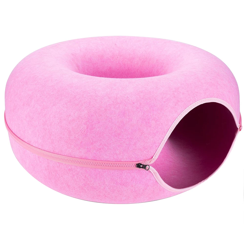 Cat Hole Tunnel Nest Bed Detachable Felt material Funny Cat Donut Tube Toy Double-layer composite structure cat bed
