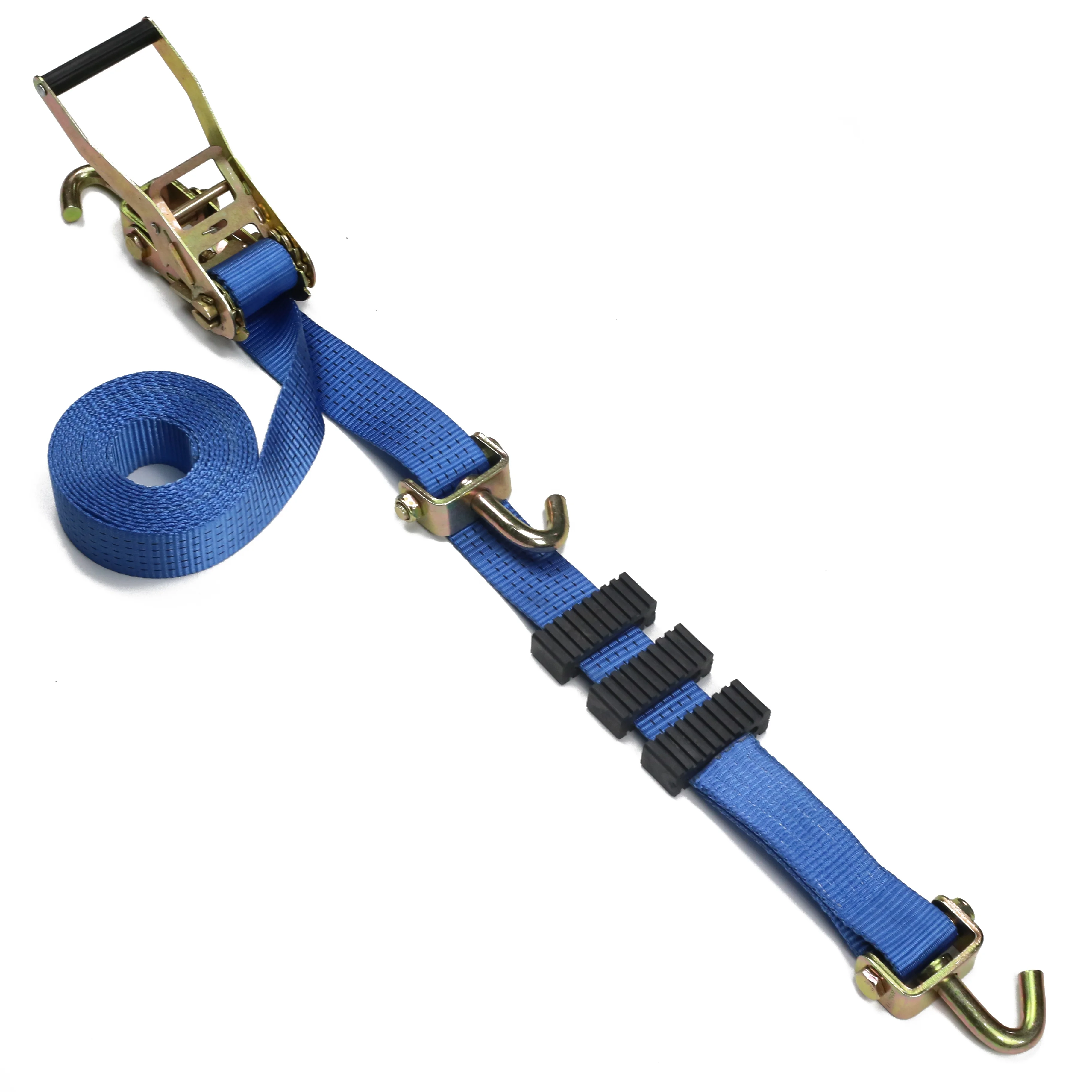 2' 50MM ratchet car tie down strap with Swivel Hooks and Rubber
