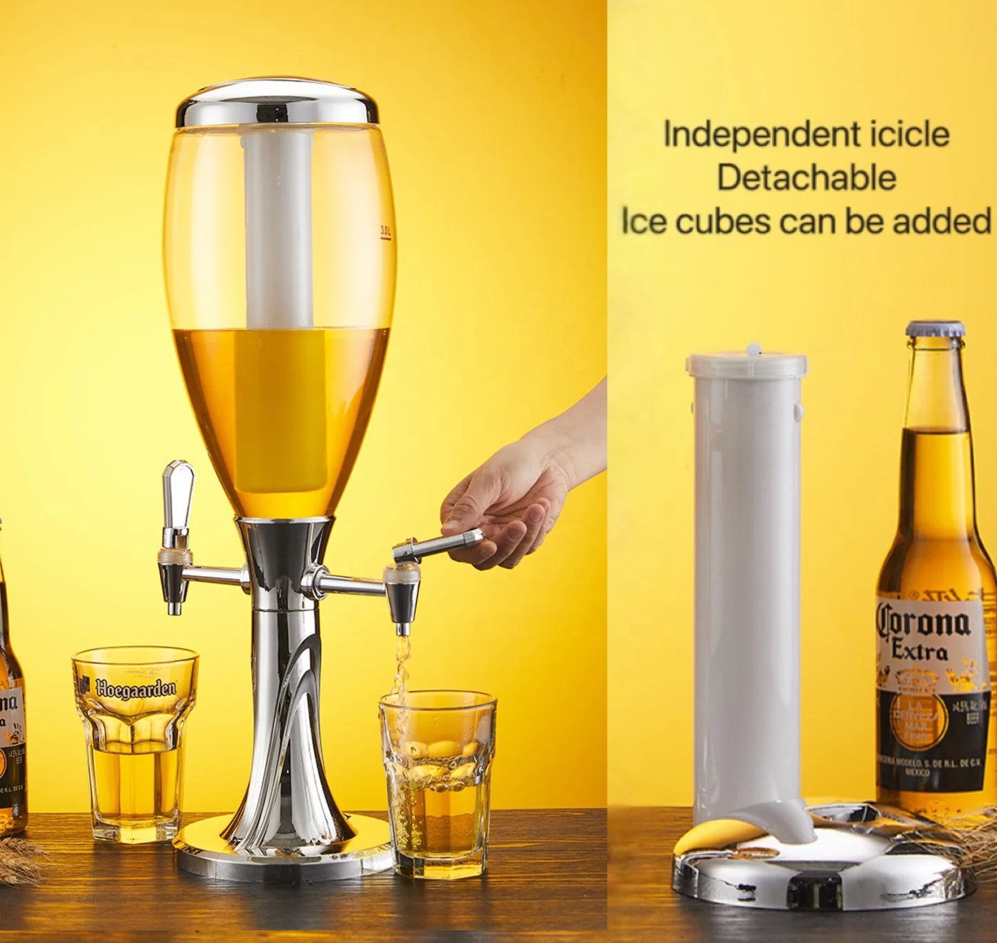 Small tabletop Draft Beer Cooler Water Dispenser with two Beer taps Fruit juice cooler machine Beer  Dispenser Tower Custom logo
