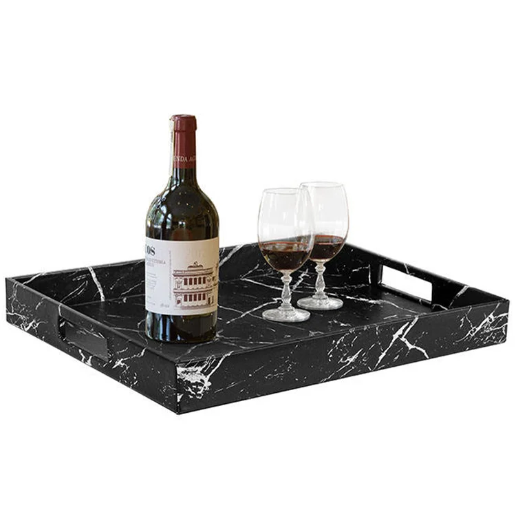 Decorative Marble Serving Tray With Handles for Bathroom Jewelry Organizer Storage Trays