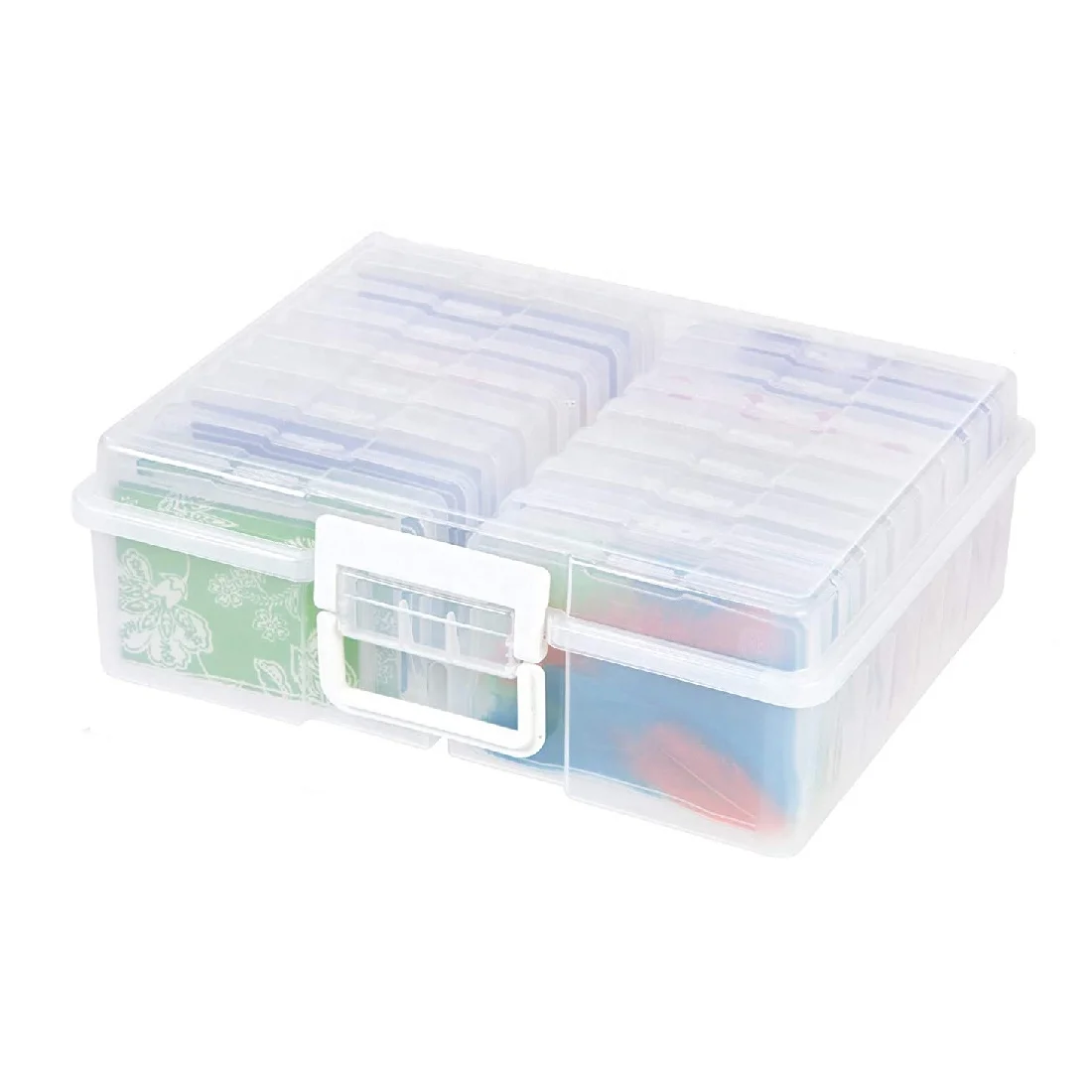 plastic photo card storage container with 16 mini cases photo storage box 4x6 transparent plastic container