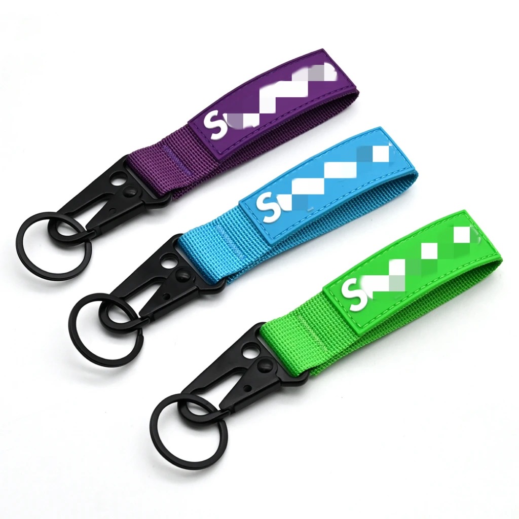 Custom Fashion Colours Nylon Keychains PVC Patch Nylon Fabric Rubber Patch Personality Keychains Luggage Accessories Keychains
