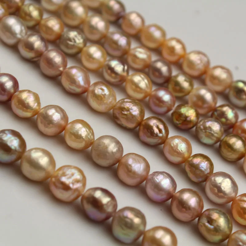 10mm Natural Golden Baroque Pearl Strands Edison Pearl