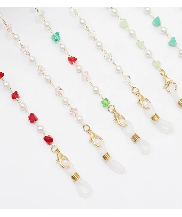 Manufacture Direct Supply brass metal chain sunglasses Chain Women stone Crystal Glasses Cord Gold plated Eyeglass Chain