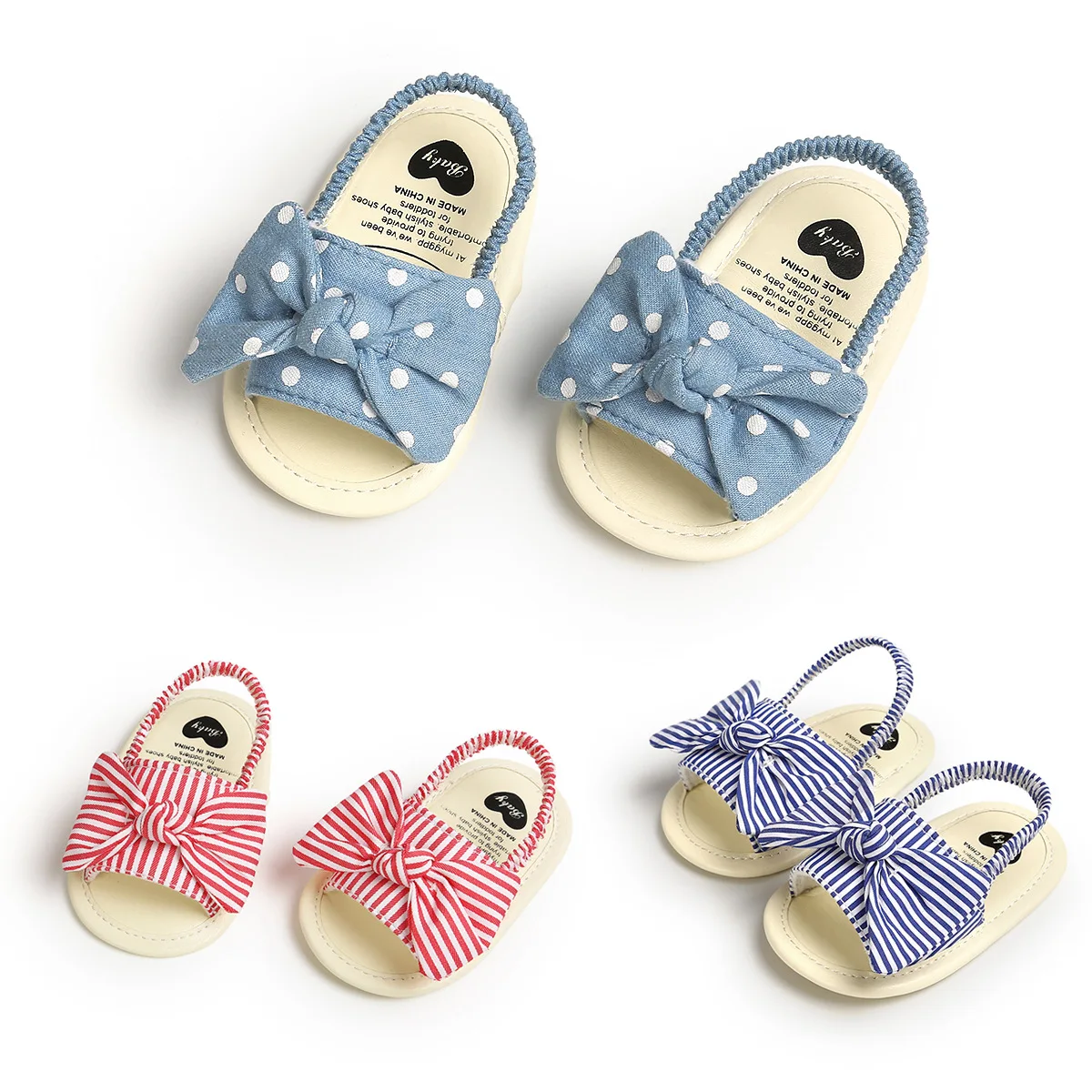 Summer 0-1 Years Peep Toe With Bowknot Soft-soled Non-Slip Newborn Baby Girl Sandals