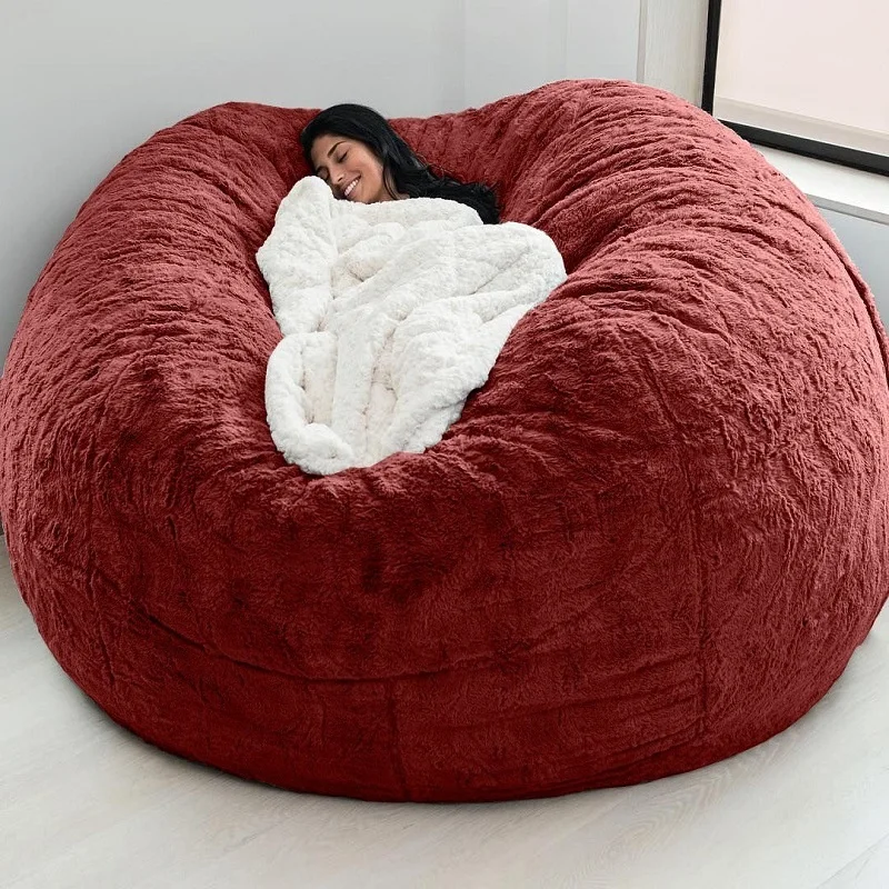 Sky Blue Bean Bag Living Room Sofa Simple Beanbag Chair Or Soft Fur Lazy Corner Sofa Bean Bag Cover