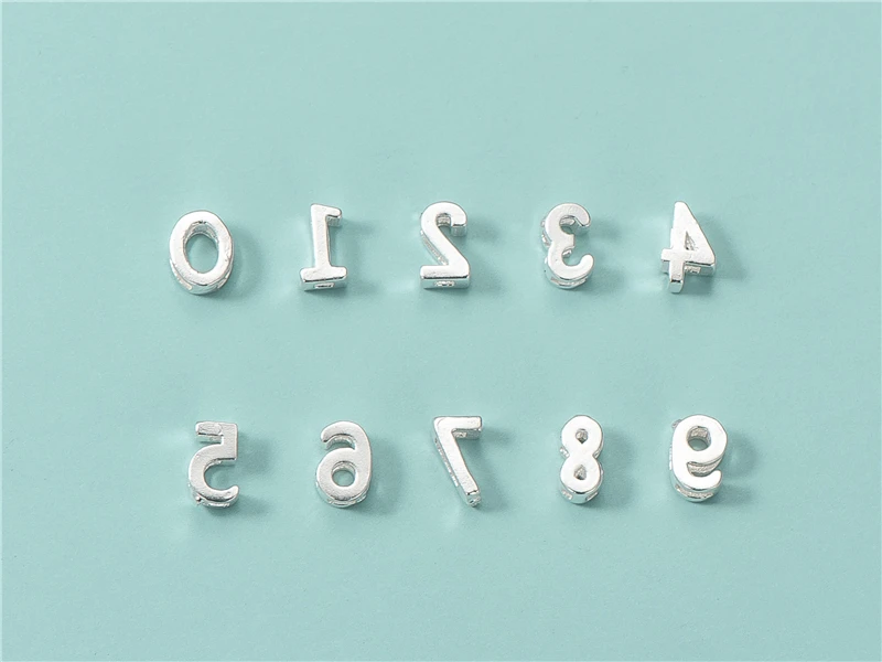 5.5mm Sterling Silver Small Number Spacer Bead Charm S0837