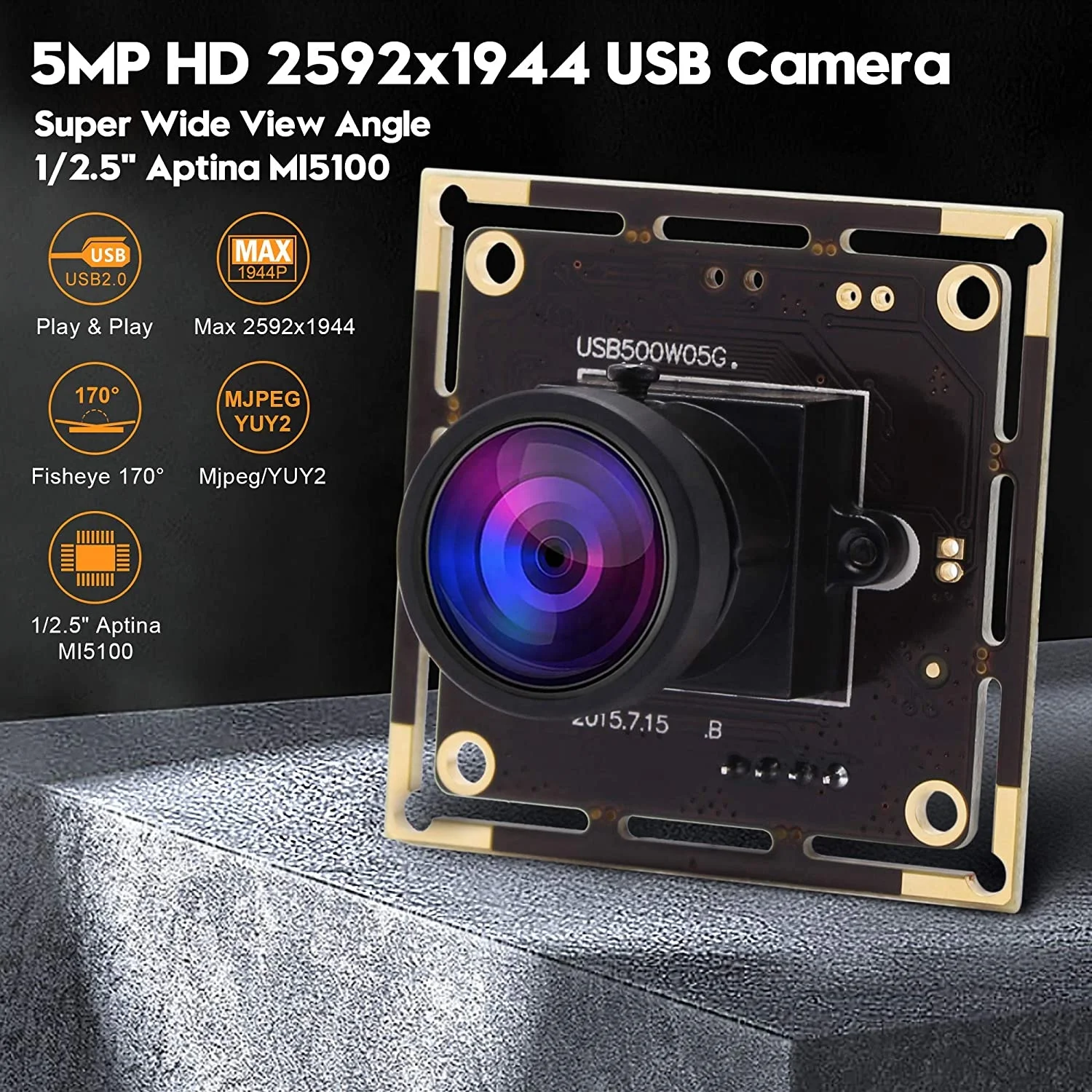 ELP 5 megapixel Aptina MI5100 cmos sensor free driver 5MP usb camera module with wide angle 170 fisheye lens
