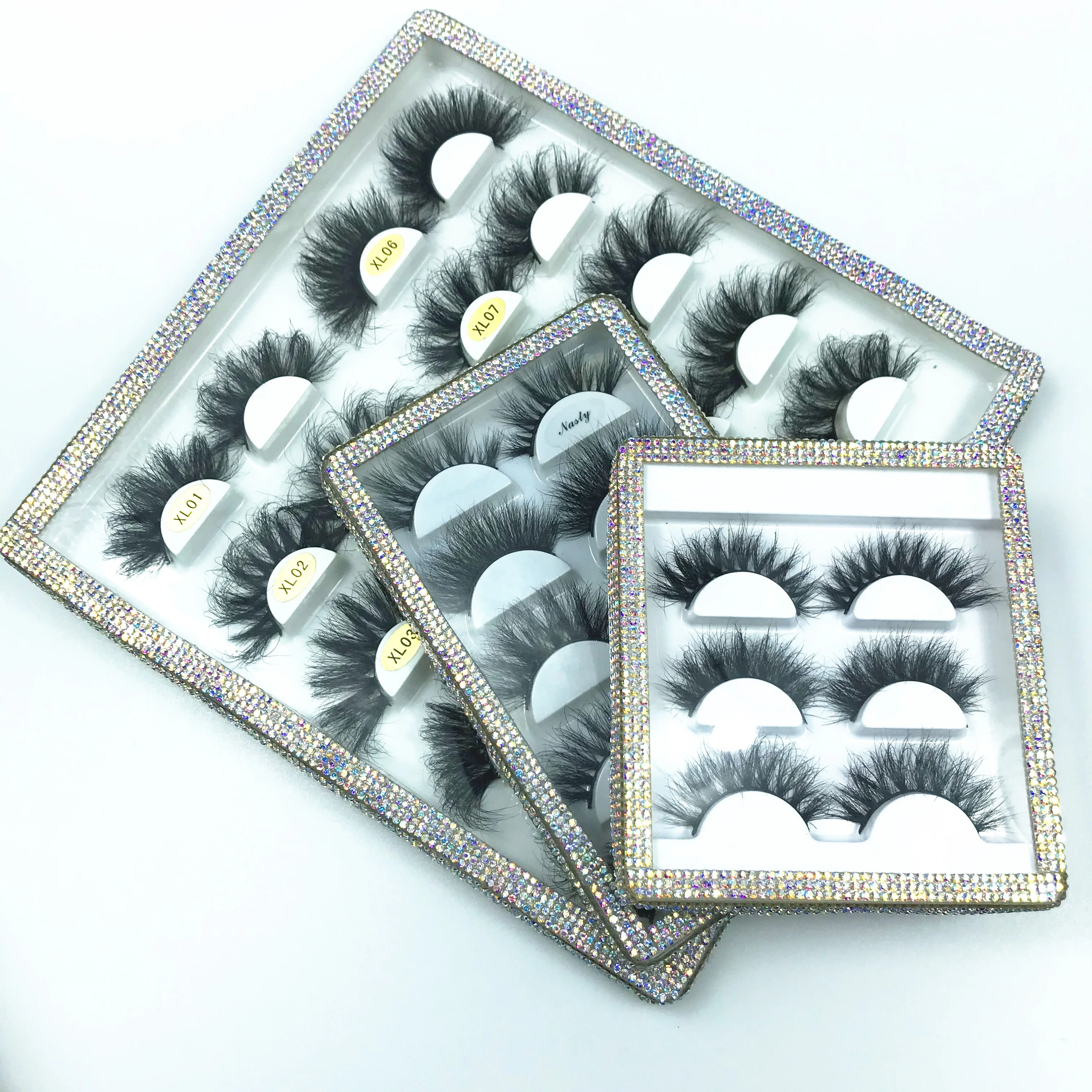 FSD empty lash box mixed styles multi rhinestone pack book wholesale lash vendor eyelash cases with logo