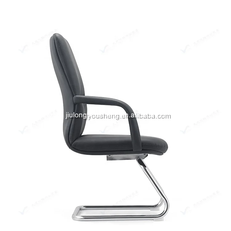 Middle Back Visitor Chair Conference Desk Chair Ergonomic Steel Base Frame Office Chair Leather