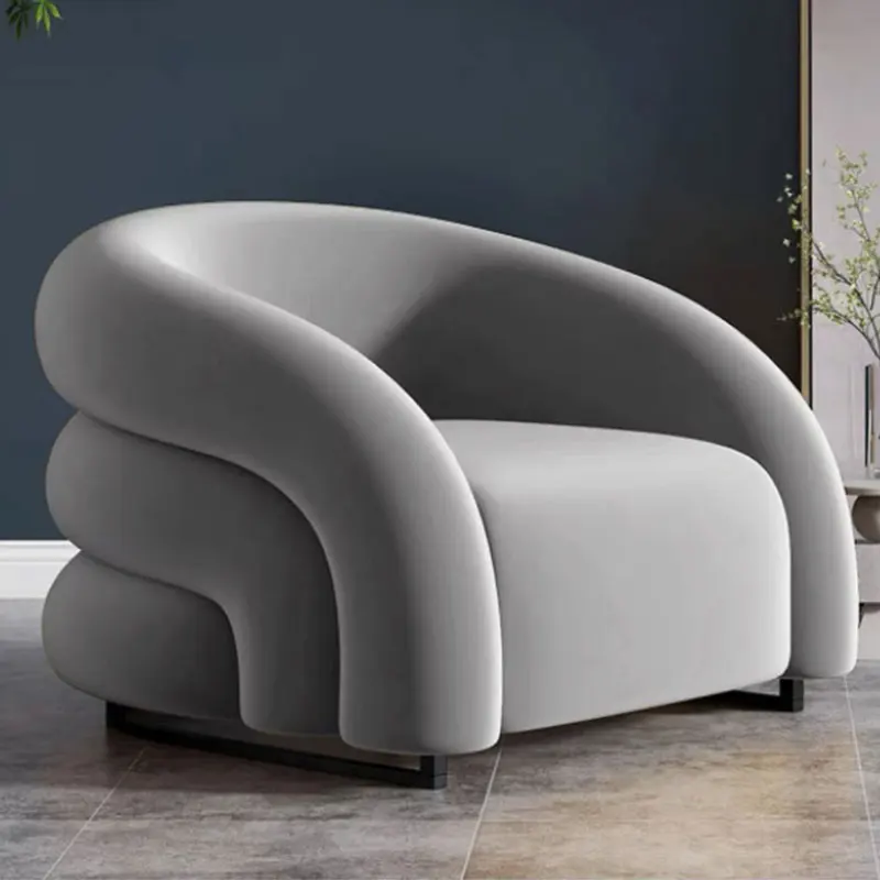 New Design Modern Velvet Fabric Single Seat Lazy Lounge Sofa Accent Chair Living Room Armchair
