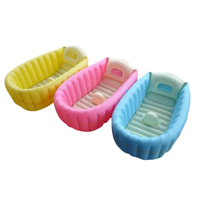 Carton printing PVC inflatable baby bathtub, folding bathtub for baby
