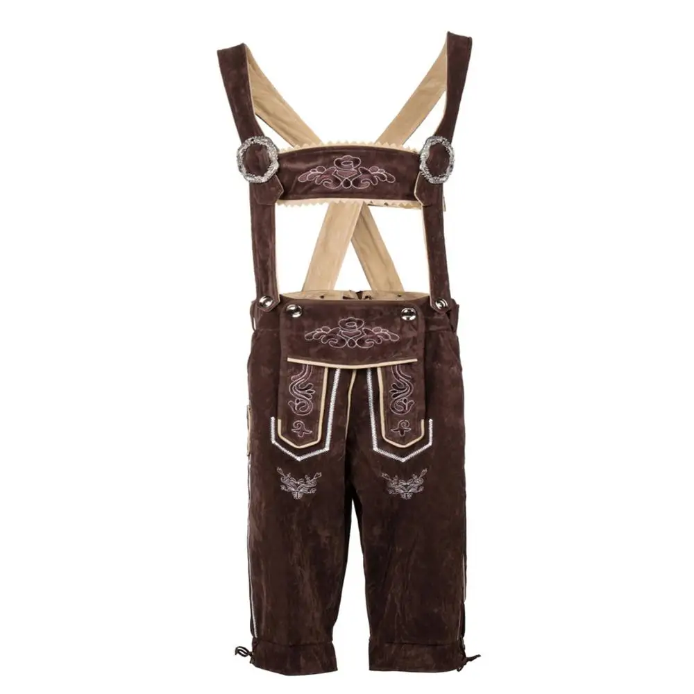 brown color men lederhose bavarian garments trachten short pant suede leather lederhosen