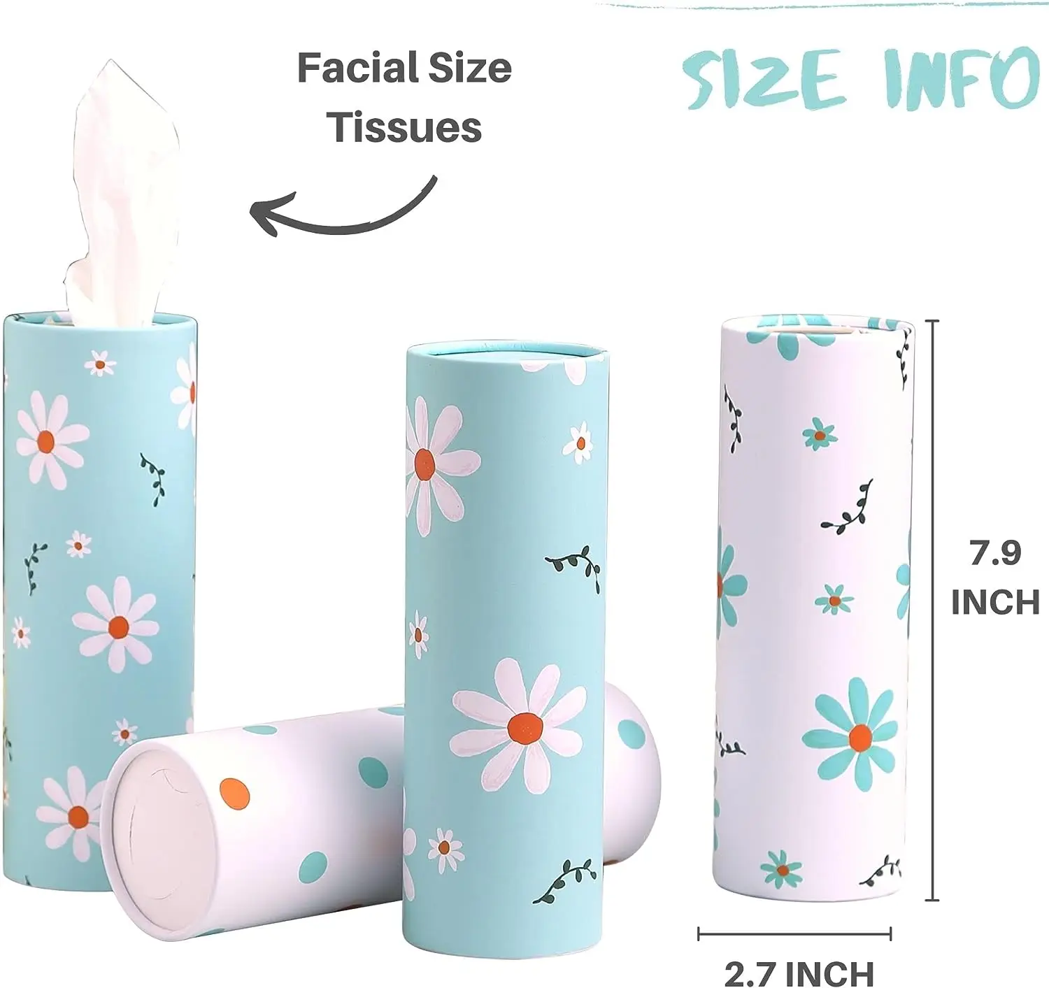 Lingyi Hot Sale 3 Ply Strong Luxury Floral Car Cylinder Tissue Paper Box Pack Facial Tissue 2ply Paper In A Clydrical Box