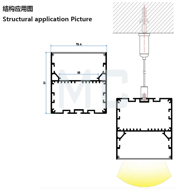 Wide Led Strip Aluminium Channel Driver Hidden Anodized Aluminum Profile For Exhibition Led Lighting