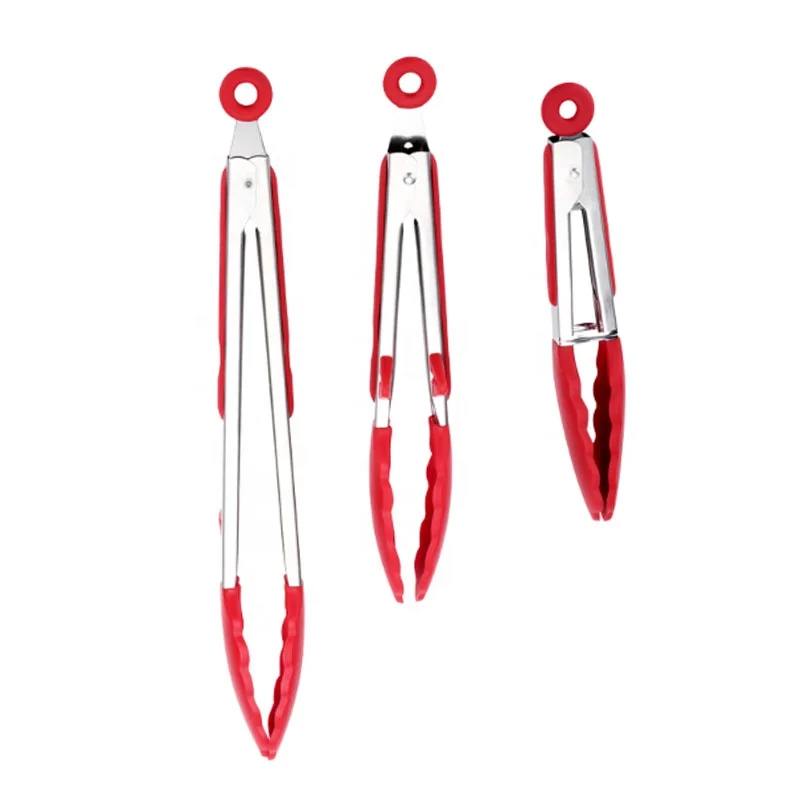 Kitchen Cooking Mini Tongs Metal Frying Tongs Silicone Kitchen Food BBQ Tongs 7/9/12 inch