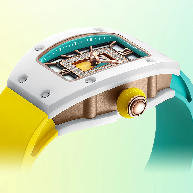 Bonest Gatti Luxury Lady Wrist Watch Fashion Moissanite Ceramic Case Automatic Watch For Women