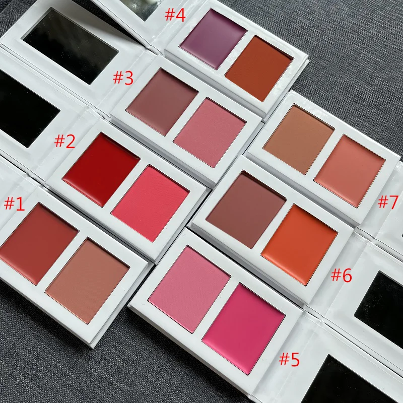 Private label 7 colors blush palette matte mineral contour blusher powder cream blush contour palette