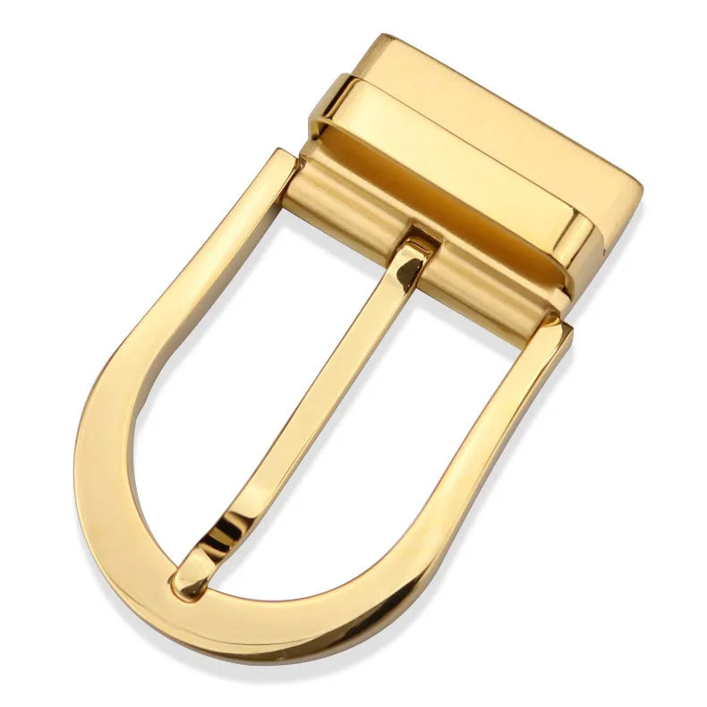 High-end Plating 304L Metal Belt Buckle 35 mm Pin Buckle with Laser LOGO Gold and Round Men Steel Belt Buckle Manufacturer