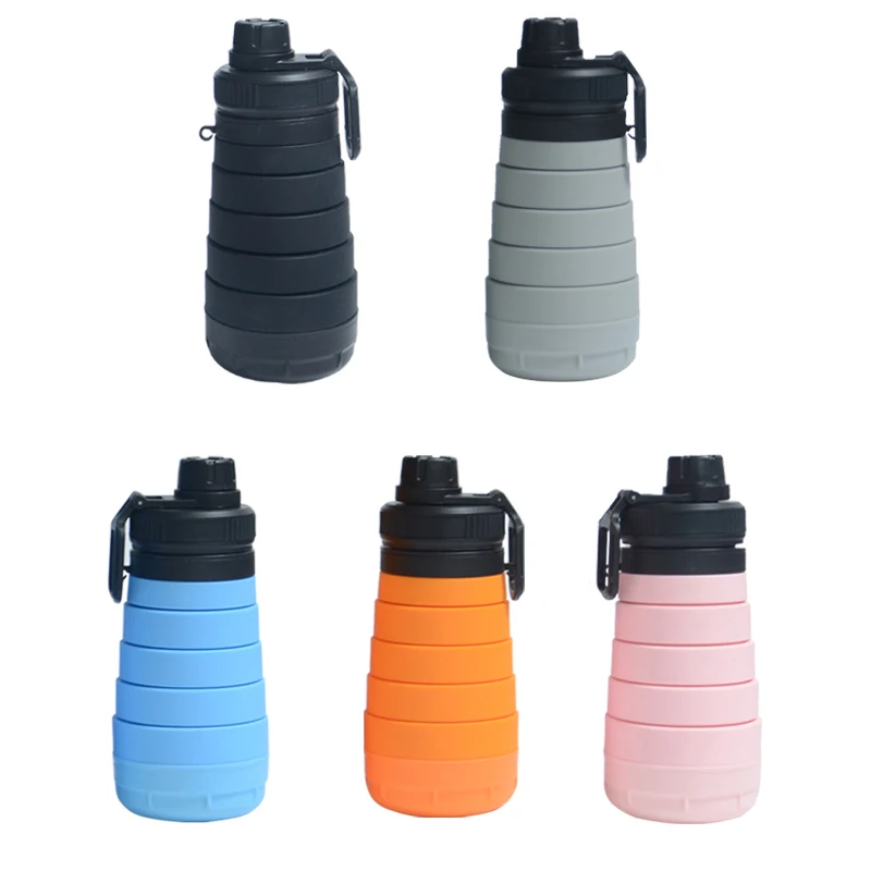 Food Grade BPA Free Retractable Portable Storage Pill Foldable Water Bottle Collapsible Silicone Water Bottle