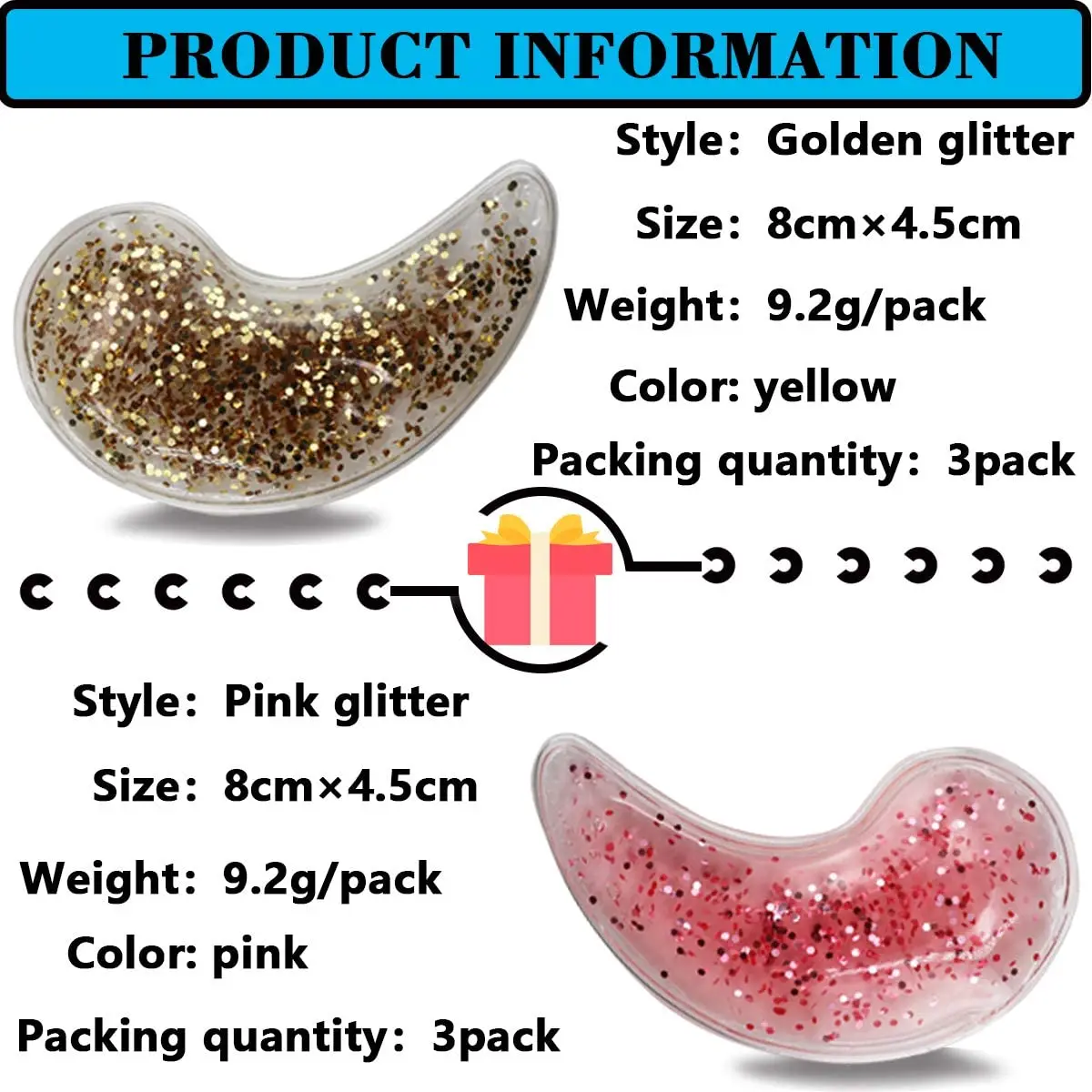 
new fashion ideas hot sale china factory beauty personal care therapy hot cold glitter antiarrugas eye pads gel patch 