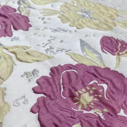 Luxury polyester nylon metallic woven 3D floral pattern brocade jacquard fabric for lady dresses