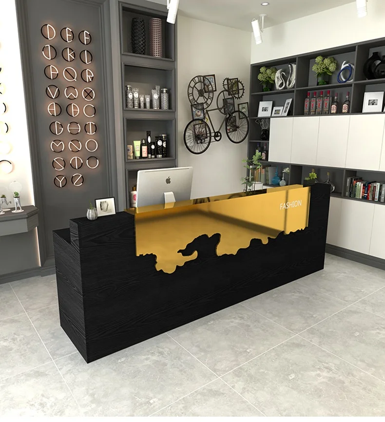 Cashier simple modern clothing store mini bar stainless steel restaurant company reception desk