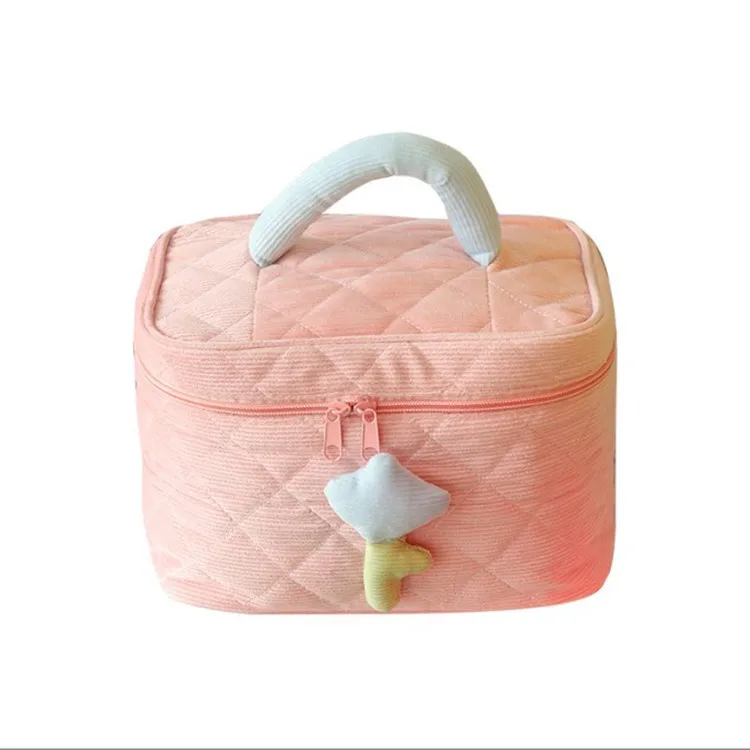 Girl cute high-value tulip cosmetic bag large capacity ins wind corduroy storage bag wash bag wholesale