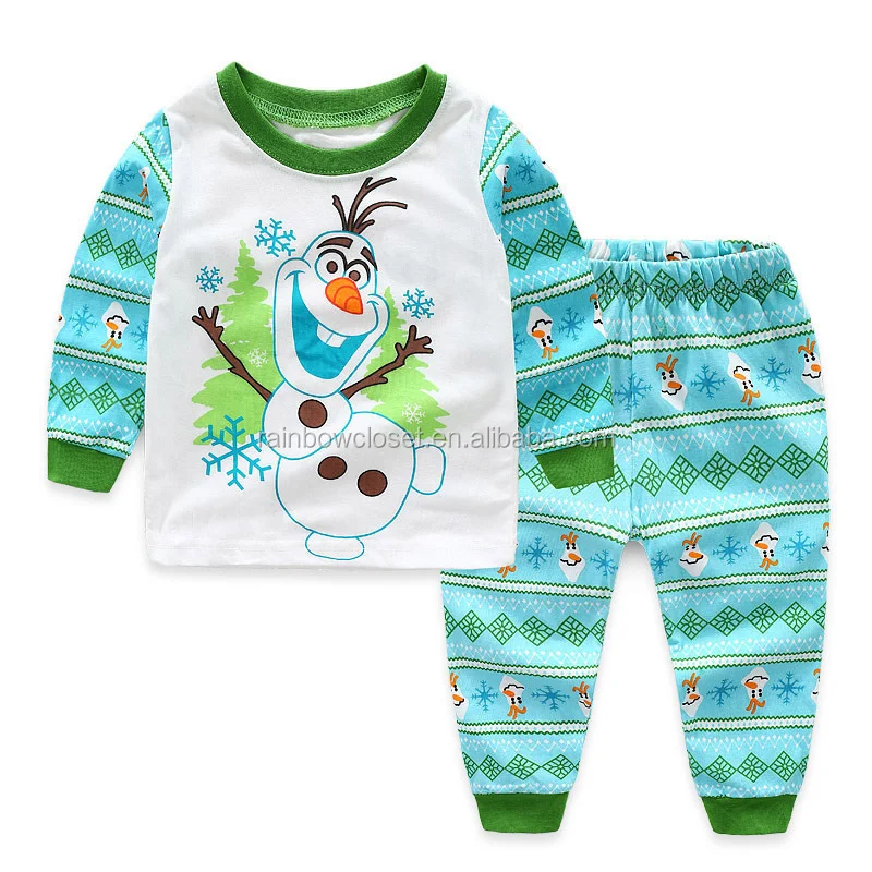  Toddler Baby Boys Boutique Wear Snowman Logo Print Cotton Pullover Sweatshirt and Pants 2pc Nightwear Pajamas