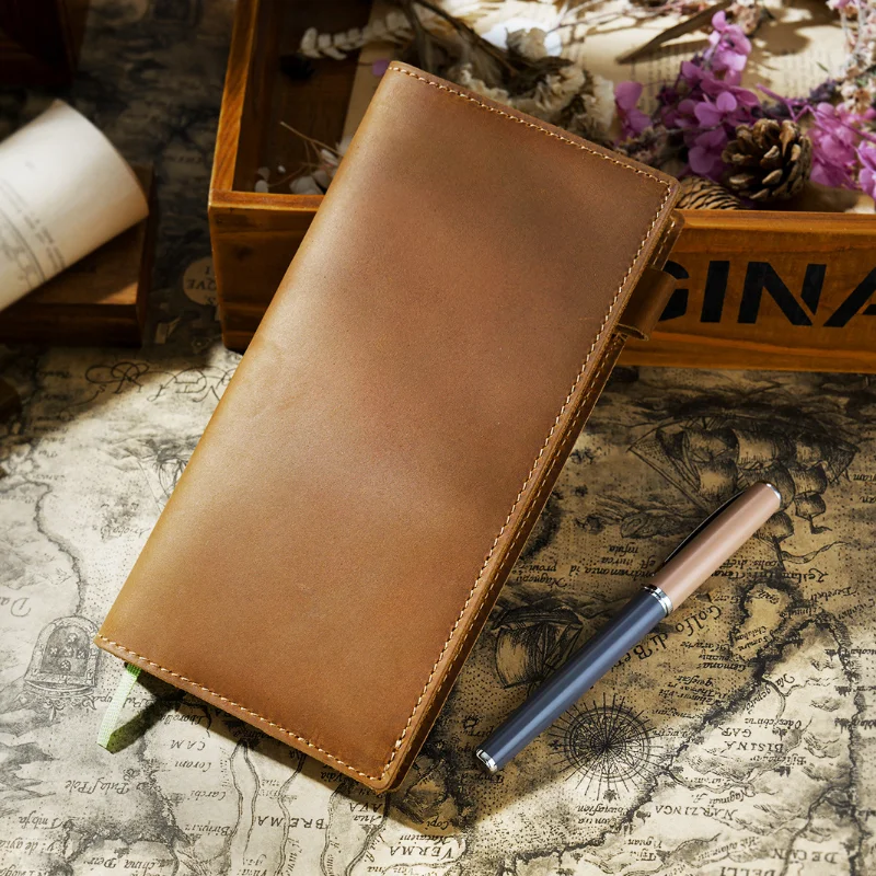 AIGUONIU Genuine Leather Notebook Planner Book Cover Weeks Diary Original Retro Cowhide Journal Drawing Sketchbook Diary Cover