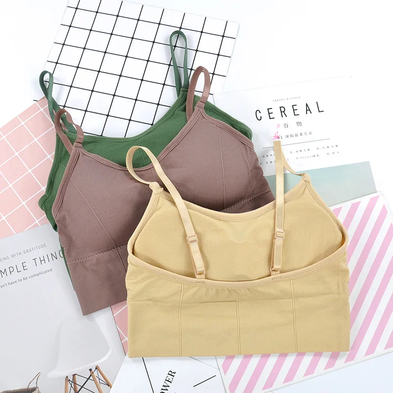 Sleeveless Crop Camisole Tank Tops Sport Bra Seamless Cami Workout Shirts With Built Bra For Women